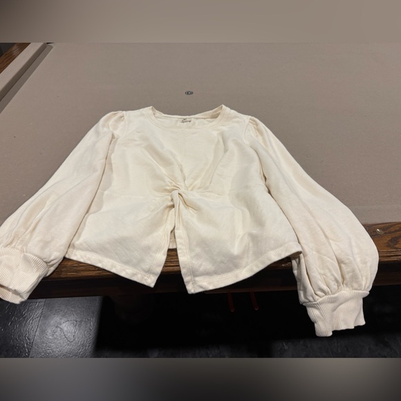 Pilcro Cream Twist-Front Sweatshirt - Picture 14 of 16